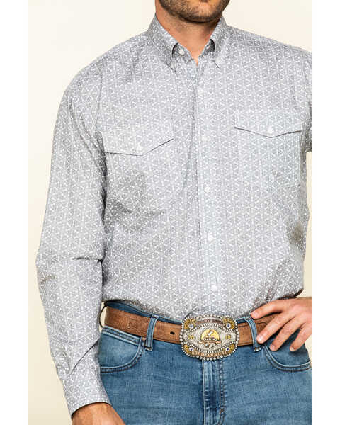 Roper Men's Amarillo Smoke Medallion Geo Print Long Sleeve Western Shirt , Grey, hi-res