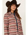 Image #2 - Shyanne Women's Southwestern Print Zig Zag Quilted Shacket, Dark Red, hi-res