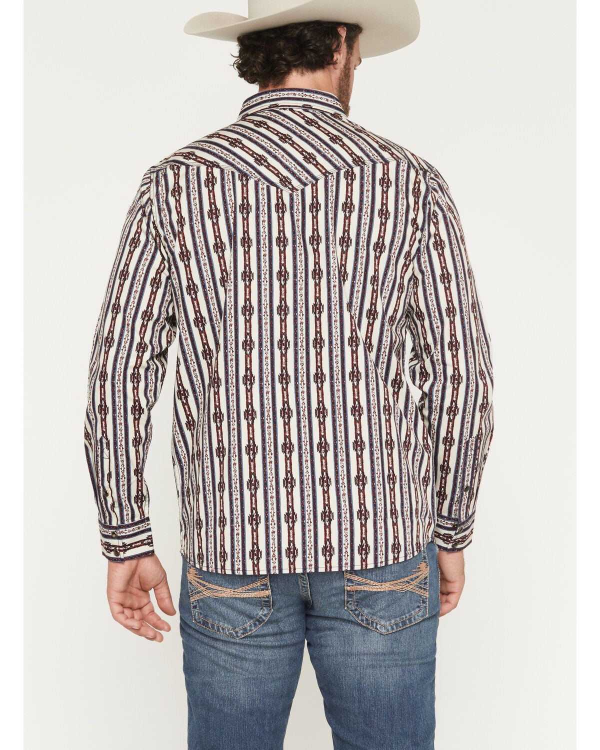 Image #4 - Moonshine Spirit&reg; Men's Walk About Southwestern Stripe Print Long Sleeve Snap Western Shirt, Tan, hi-res
