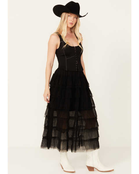 Image #1 - Revel Women's Tulle Tier Skirt , Black, hi-res