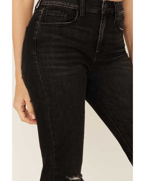 Sneak Peek Women's Distressed Knee Bootcut Jeans, Black, hi-res