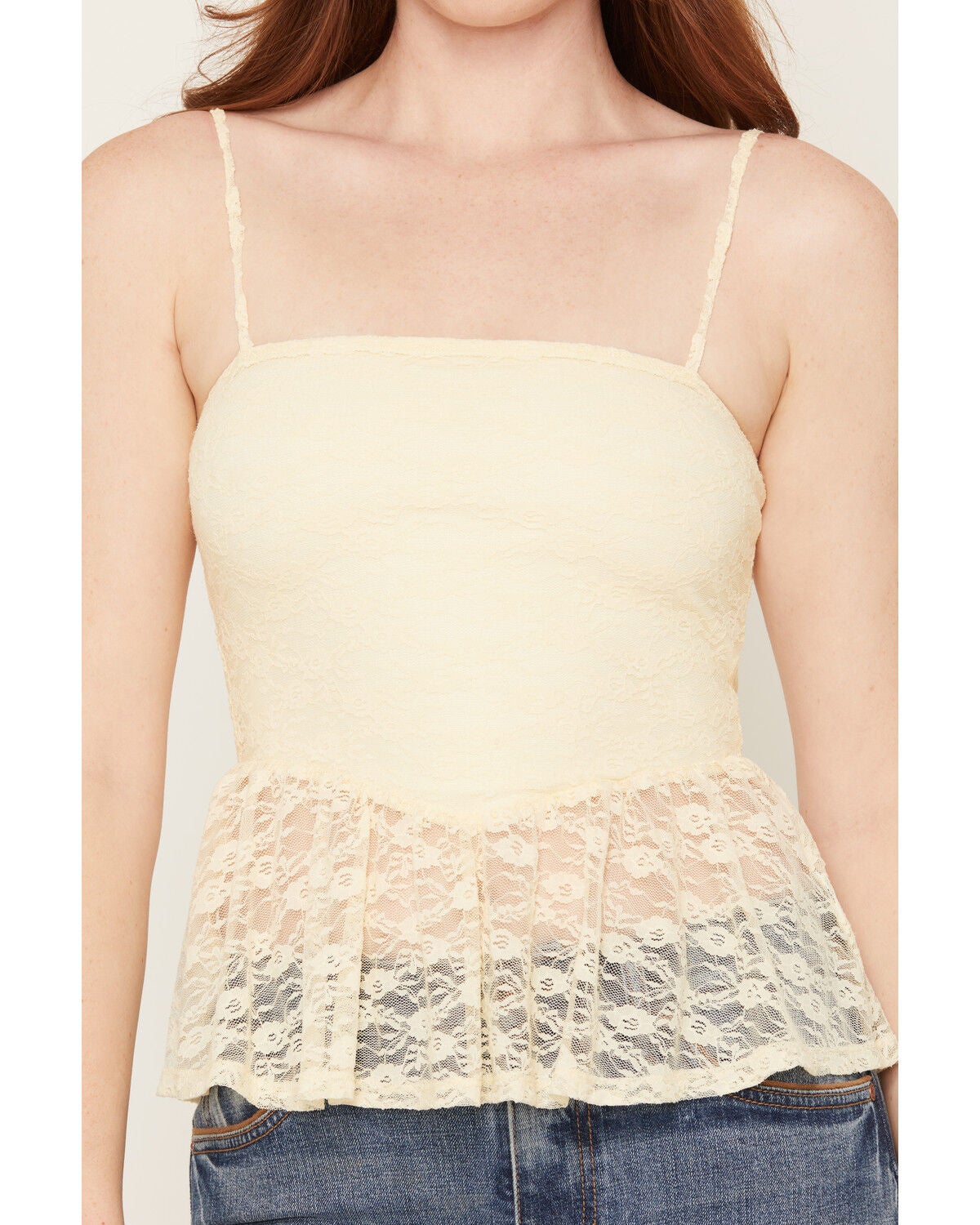 Image #3 - Cleo + Wolf Women's Solid Peplum Tank, Yellow, hi-res