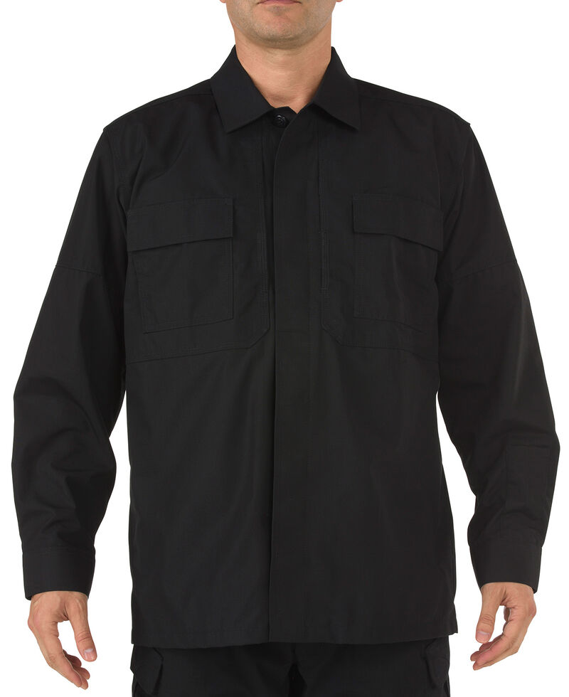 5.11 Tactical Ripstop TDU Long Sleeve Shirt, Black, hi-res