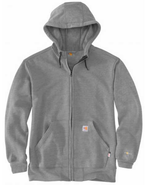 Image #1 - Carhartt Men's FR Force Original Fit Zip-Front Hooded Work Sweatshirt - Tall, Grey, hi-res