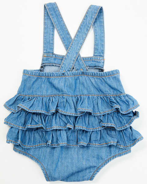 Image #3 - Wrangler Infant Girls' Ruffle Denim Overalls , Blue, hi-res