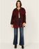 Image #1 - Vocal Women's Tweed Plaid Fringe Jacket , Red, hi-res