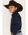 Image #2 - Gibson Trading Co Boys' Solid Long Sleeve Snap Western Shirt, Midnight Blue, hi-res