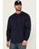 Image #1 - Hawx Men's Long Sleeve Knit Solid Logo Long Sleeve Work T-Shirt - Tall, Navy, hi-res
