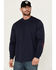 Image #1 - Hawx Men's Long Sleeve Knit Solid Logo Long Sleeve Work T-Shirt - Tall , Navy, hi-res