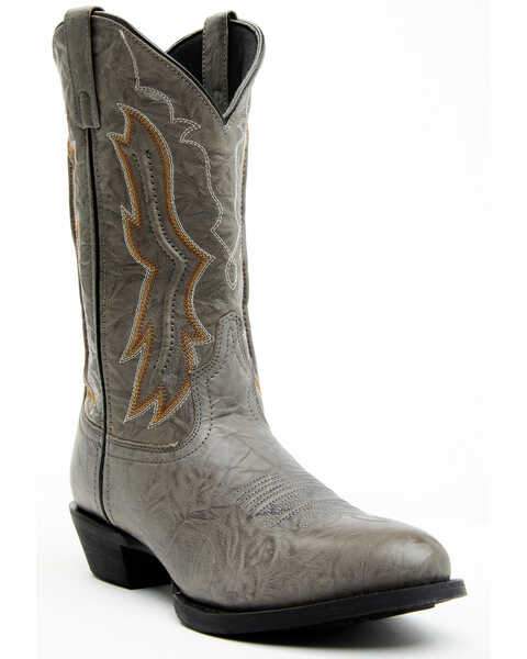 Laredo Men's Fancy Stitch Western Boots - Medium Toe , Grey, hi-res