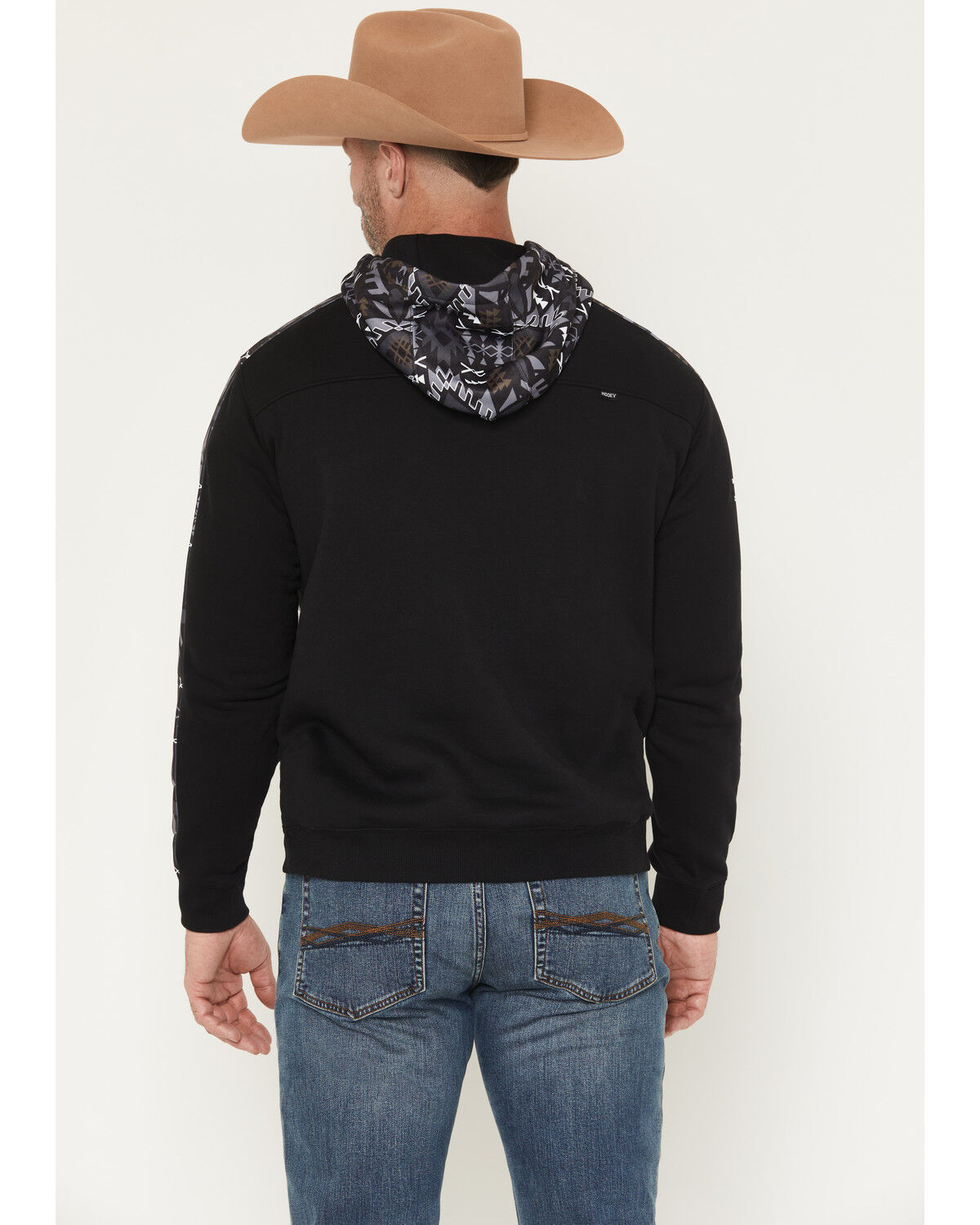 Image #4 - Hooey Men's Canyon Southwestern Sleeve Hooded Sweatshirt, Black, hi-res