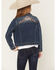 Image #4 - Shyanne Girls' Scout Floral Embroidered Denim Jacket, Dark Wash, hi-res