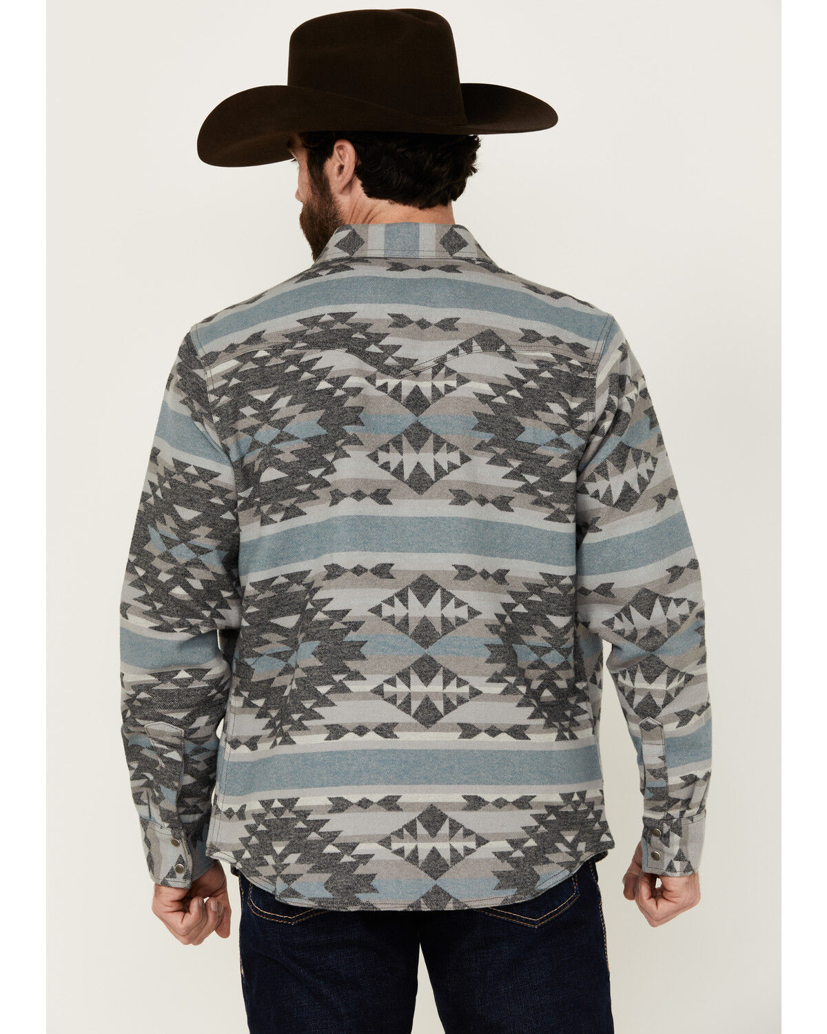 Image #4 - Wrangler Retro Men's Southwestern Print Shirt Jacket, Blue, hi-res