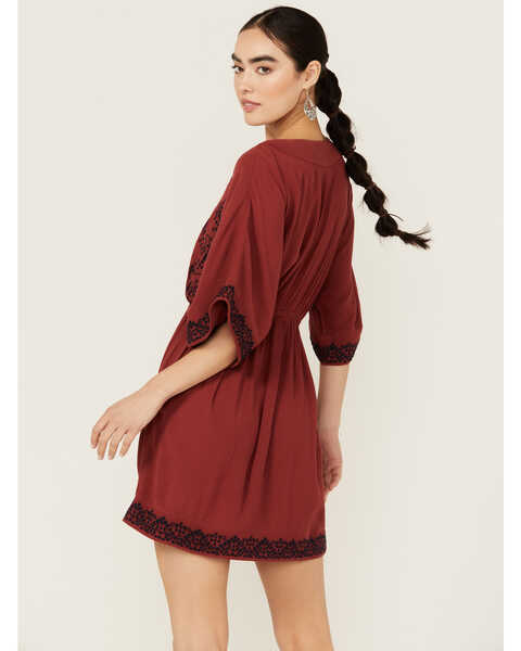 Image #2 - Shyanne Women's Embroidered Dolman Sleeve Dress, Brick Red, hi-res