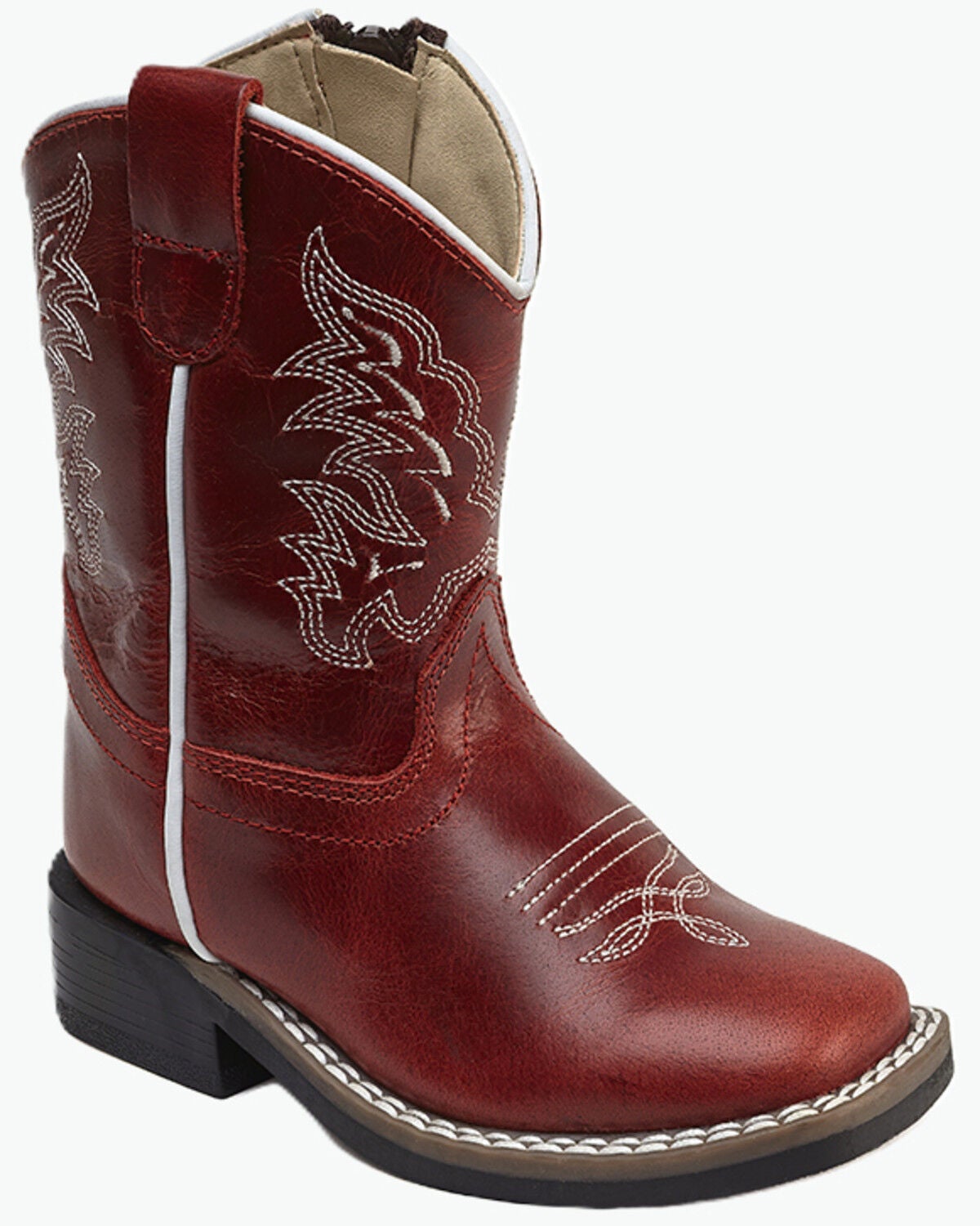 Old West Toddler Girls' Western Boots - Broad Square Toe, Red, hi-res