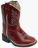 Image #1 - Old West Toddler Girls' Western Boots - Broad Square Toe, Red, hi-res