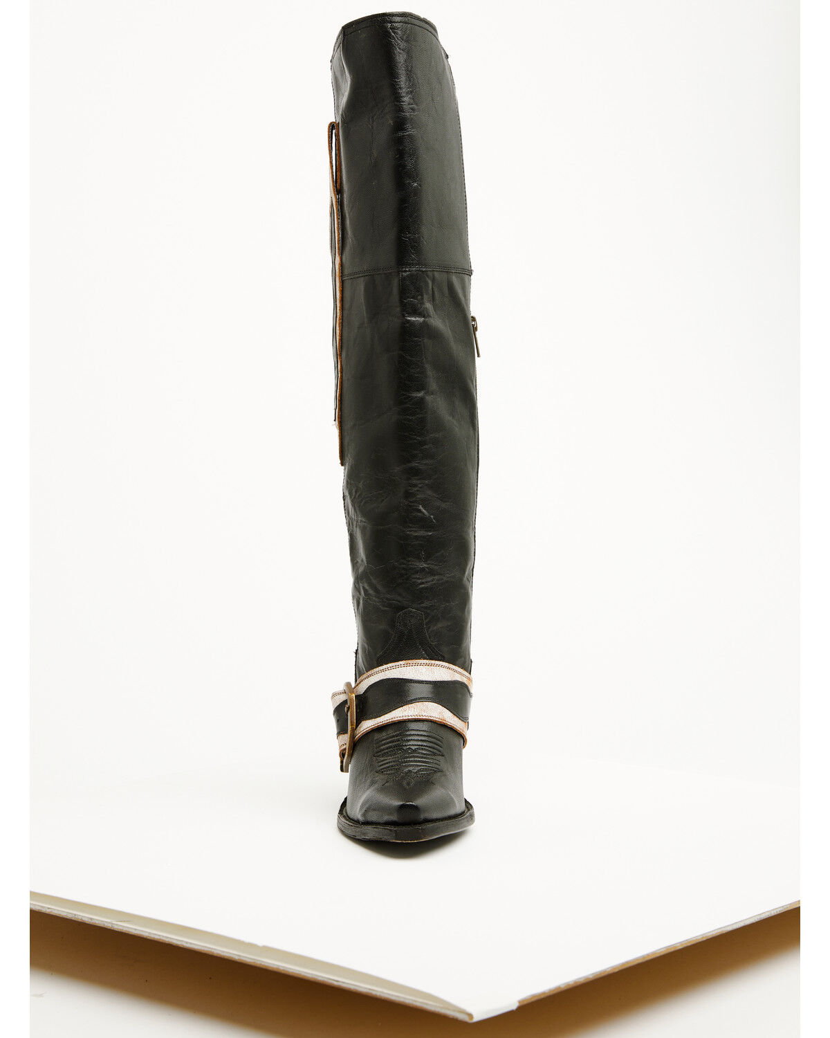 Image #4 - Dan Post Women's Jolene Buckle Knee High Western Boots - Snip Toe, Black, hi-res
