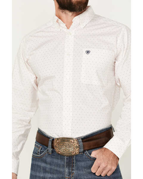 Image #3 - Ariat Men's Thor Dot Print Fitted Long Sleeve Button-Down Western Shirt , White, hi-res