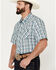 Image #2 - Wrangler Men's Plaid Print Short Sleeve Snap Western Shirt, Teal, hi-res