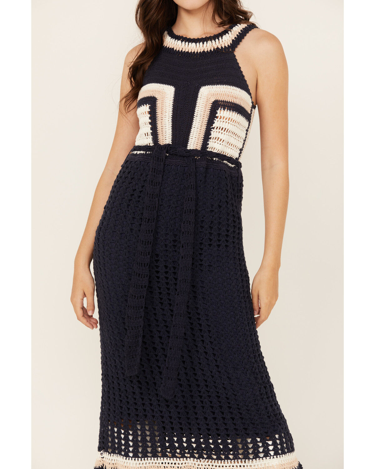 Image #3 - Cleobella Women's Drew Hand Crochet Midi Dress, Navy, hi-res