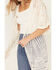 Shyanne Women's Geo Print  Lace Short Sleeve Kimono, Ivory, hi-res