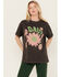 Image #1 - Girl Dangerous Women's Daisy Floral Boyfriend Graphic Tee, Black, hi-res