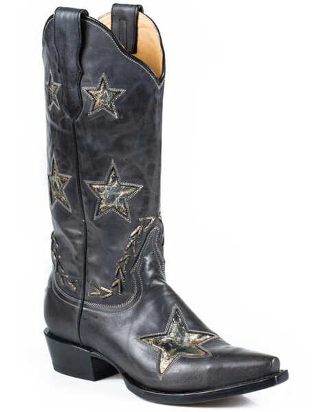Stetson Women's Star Western Boots - Snip Toe, Black, hi-res