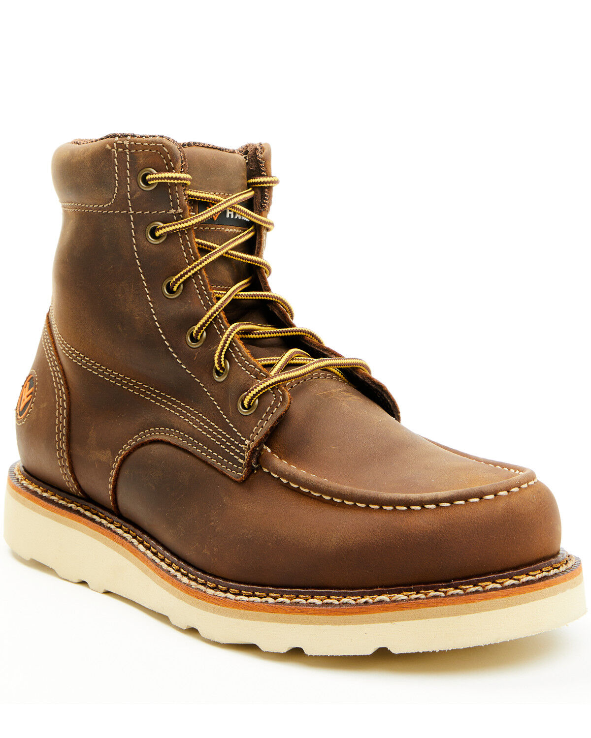 Image #1 - Hawx Men's 6" Moc Work Boots - Soft Toe, Brown, hi-res