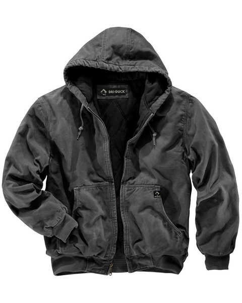 Image #1 - Dri Duck Men's Cheyenne Hooded Work Jacket , Charcoal Grey, hi-res