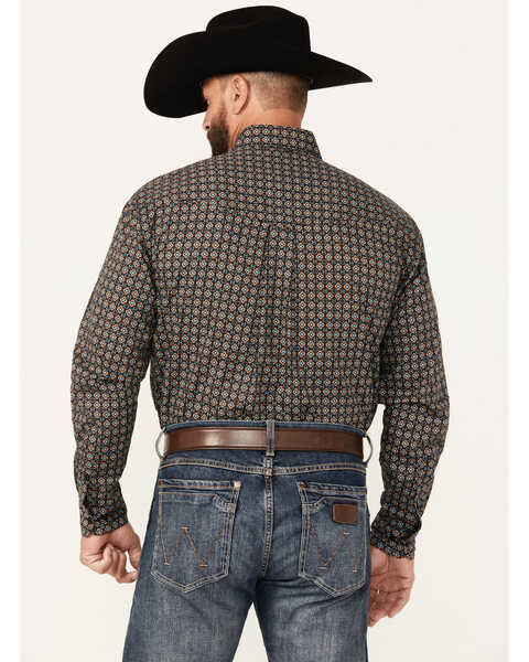 Image #4 - Roper Men's Amarillo Geo Print Long Sleeve Button-Down Western Shirt, Brown, hi-res