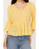 Image #4 - Shyanne Women's Inset Lace Embroidered Peasant Top, Yellow, hi-res