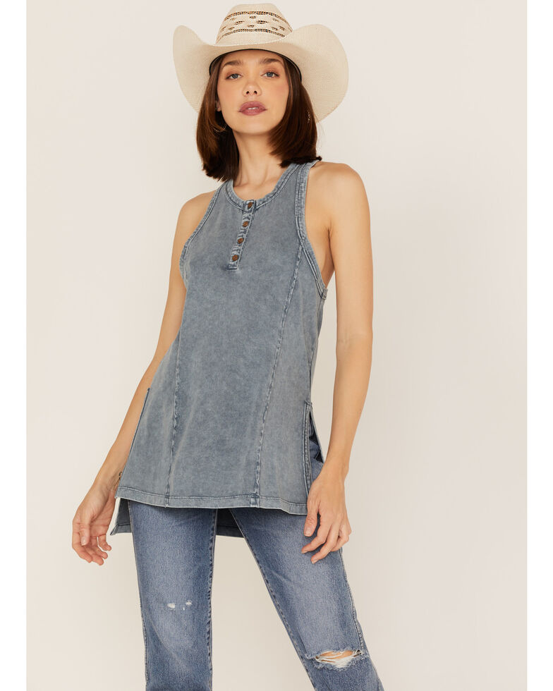 Cleo + Wolf Women's Racerback Jersey Tank, Blue, hi-res
