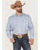 Rock & Roll Denim Men's Allover Medallion Print Long Sleeve Button Down Western Shirt , Blue, hi-res