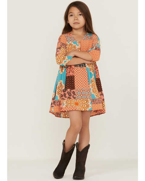 Image #2 - Hayden Girls' Printed Patchwork Tunic Dress, , hi-res