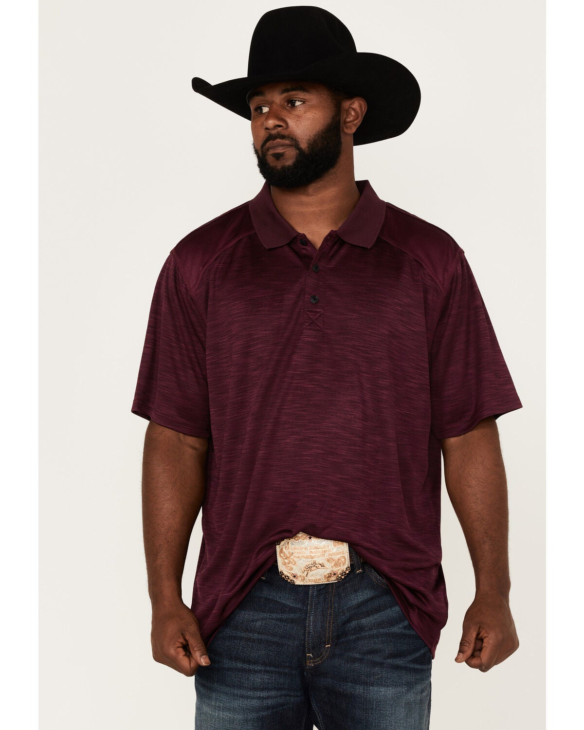 RANK 45&reg; Men's Gazer Textured Solid Short Sleeve Polo Shirt, Purple, hi-res