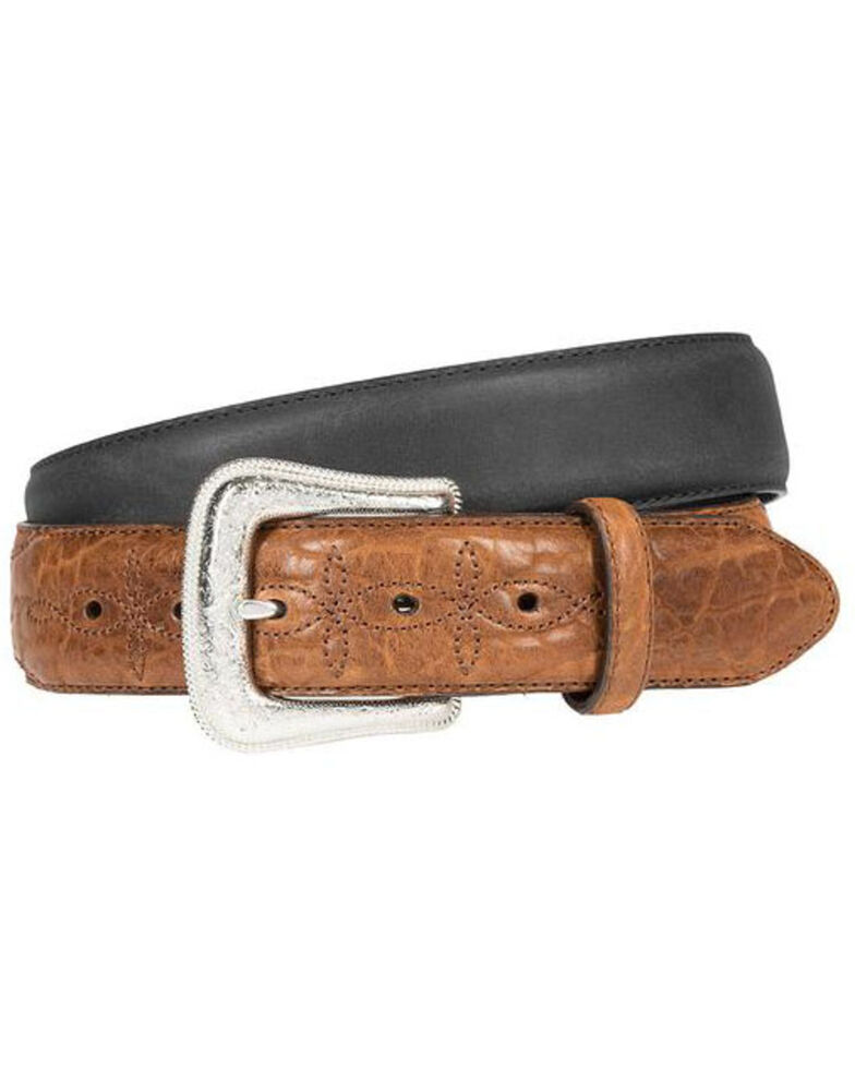 Wrangler Men's Crazyhorse Bison Leather Belt, Black, hi-res