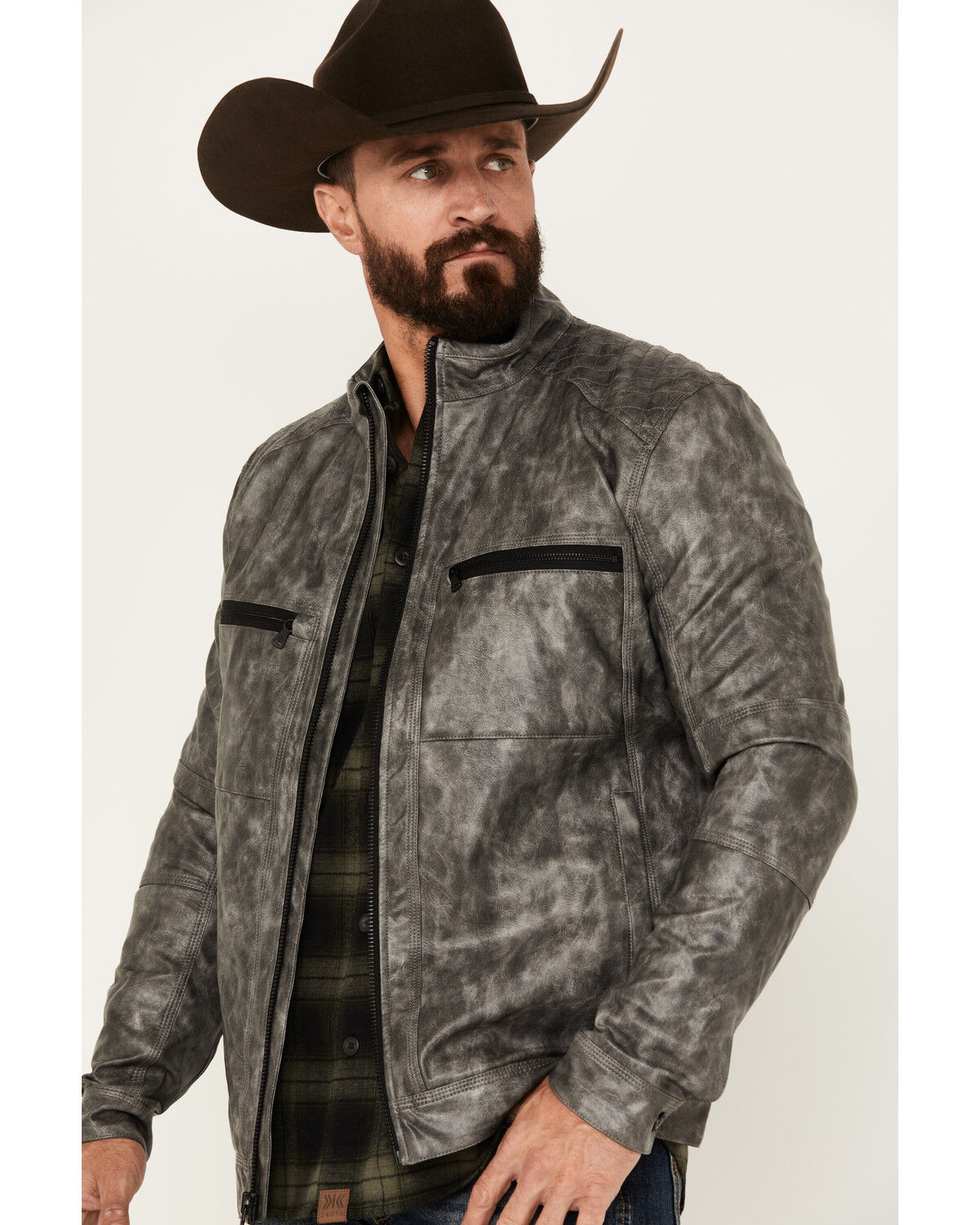 Image #2 - Cody James Men's Backwoods 2.0 Leather Jacket - Big, Charcoal, hi-res