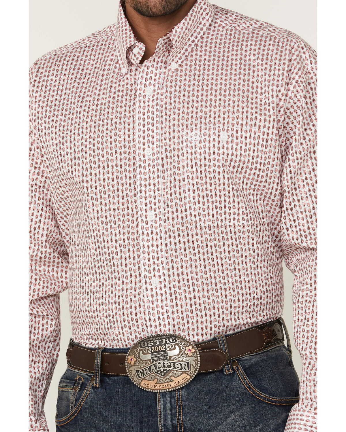 Image #3 - George Strait by Wrangler Men's Geo Print Long Sleeve Button-Down Stretch Western Shirt - Tall, White, hi-res