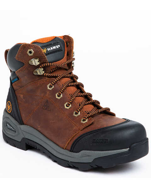Hawx Men's 6" Lace-To-Toe Waterproof Work Boots - Composite Toe, Rust Copper, hi-res