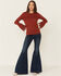 Image #2 - Moa Moa Women's Rust Brushed Thermal Bell Sleeve Top , Rust Copper, hi-res