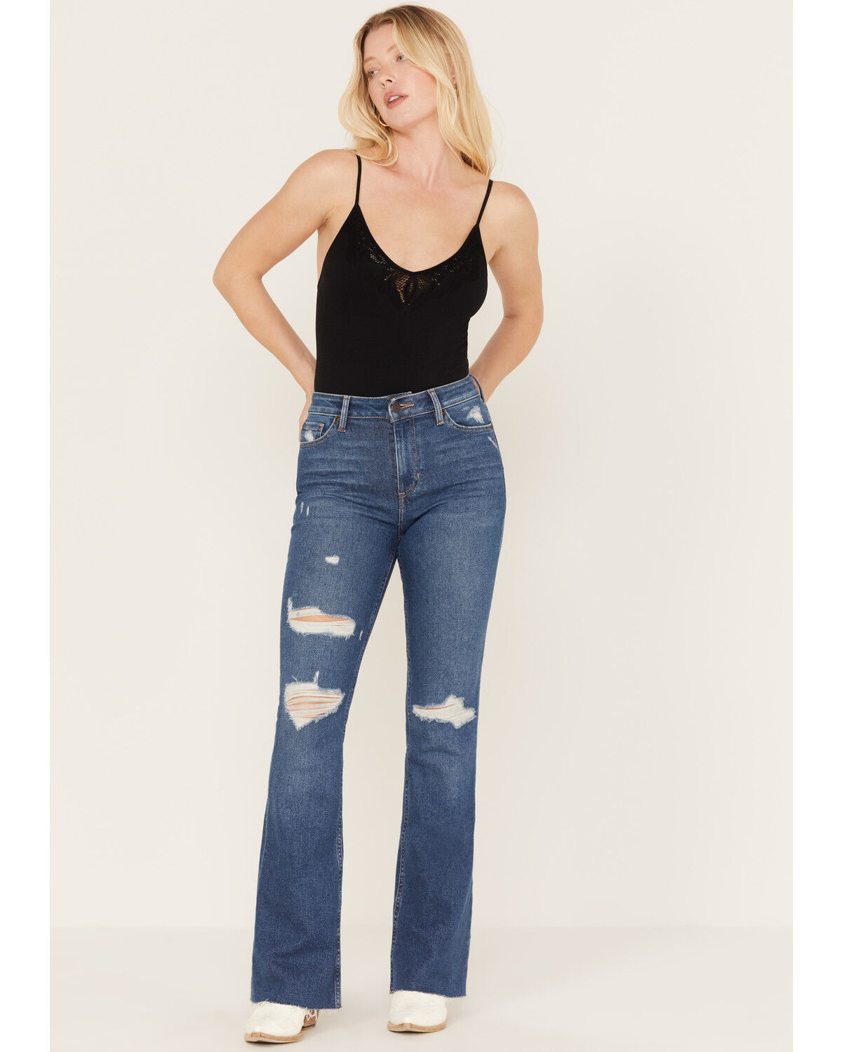 Image #1 - Idyllwind Women's Navaho Dark Wash High Risin' Distressed Bootcut Jeans, Dark Wash, hi-res