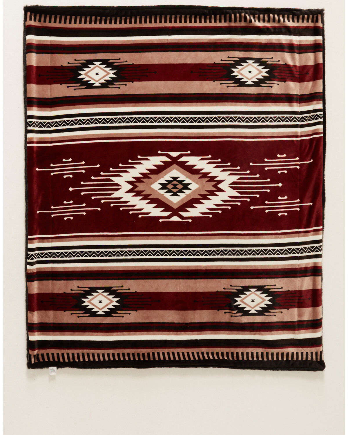 Image #2 - Boot Barn Prescott Southwestern Print Faux Fur Blanket, Red, hi-res