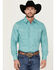 Image #1 - Wrangler 20X Men's Square Geo Print Long Sleeve Snap Stretch Western Shirt, Green, hi-res