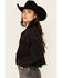 Image #3 - Blue B Women's Rhinestone Studded Cropped Denim Jacket, Black, hi-res