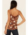 Idyllwind Women's Rust Floral Print Little Lace Cami , Rust Copper, hi-res