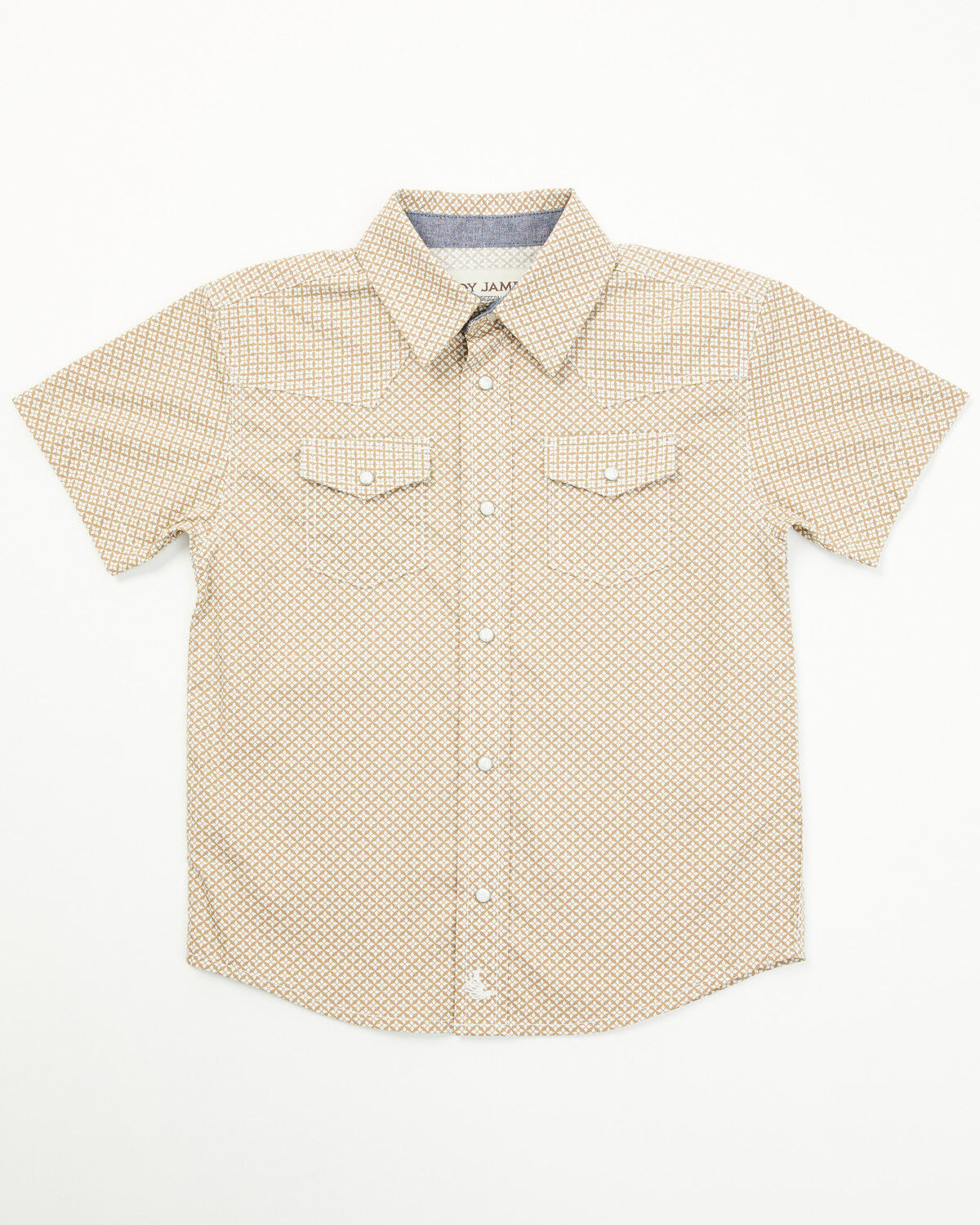 Image #1 - Cody James Toddler Boys' Grill and Greet Medallion Print Short Sleeve Snap Western Shirt, Tan, hi-res