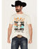 Image #1 - Rock & Roll Denim Men's Scenic Skull Pow Pow Short Sleeve Graphic  T-Shirt, Cream, hi-res