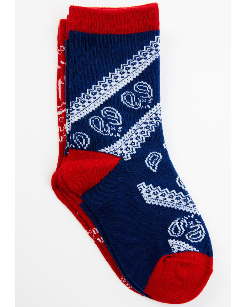 Rank 45 Girls' Bandana Print Socks - 2-Pack, Red/white/blue, hi-res