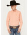 Ariat Boys' Matias Plaid Print Classic Fit Long Sleeve Button Down Western Shirt, Orange, hi-res