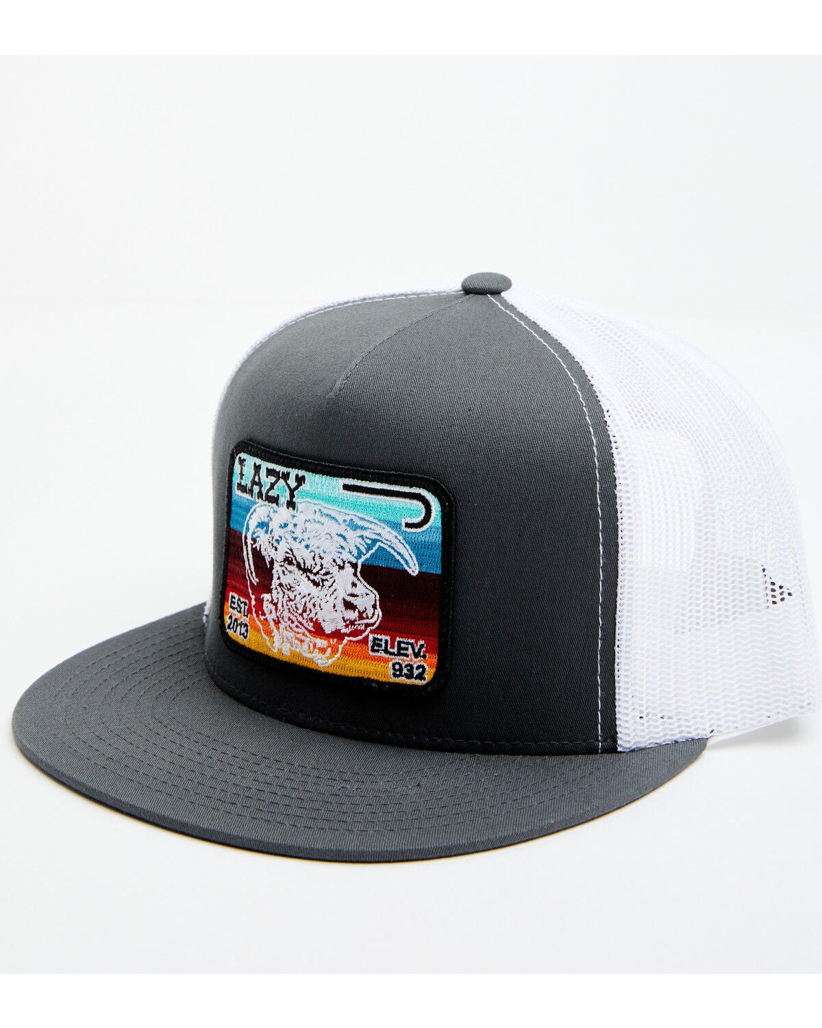 Lazy J Ranch Men's Gray & White Serape Cow Patch Mesh-Back Ball Cap, Grey, hi-res
